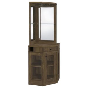 Alviso 1-drawer Corner Home Bar Wine Cabinet Rustic Oak Alviso 1-drawer Corner Home Bar Wine Cabinet Rustic Oak