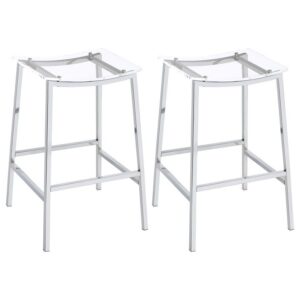 Jovani Acrylic Backless Bar Stool Chrome (Set of 2) Jovani Acrylic Backless Bar Stool Chrome (Set of 2)