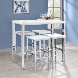 Natividad 5-piece Pub Height Bar Table Set White High Gloss Natividad 5-piece Pub Height Bar Table Set White High Gloss
