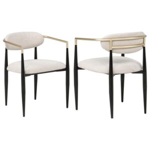 Bradbury Fabric Upholstered Dining Arm Chair Beige (Set of 2) Bradbury Fabric Upholstered Dining Arm Chair Beige (Set of 2)