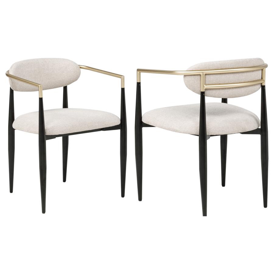 Bradbury Fabric Upholstered Dining Arm Chair Beige (Set of 2)