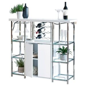 Gallimore 2-door Bar Cabinet Wine Storage White High Gloss Gallimore 2-door Bar Cabinet Wine Storage White High Gloss
