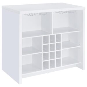 Topanga Engineered Wood Freestanding Home Bar White Topanga Engineered Wood Freestanding Home Bar White