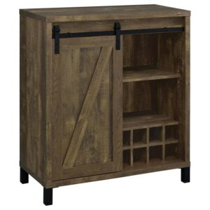Arlington Sliding Door Home Bar Wine Cabinet Rustic Oak Arlington Sliding Door Home Bar Wine Cabinet Rustic Oak