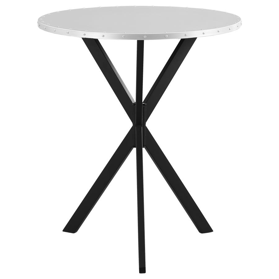 Kenzo Round 32-inch Galvanized Steel Bistro Counter Height Table Silver