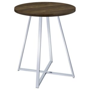 Burkhart Round 35-inch Pub Height Bistro Bar Table Brown Oak Burkhart Round 35-inch Pub Height Bistro Bar Table Brown Oak