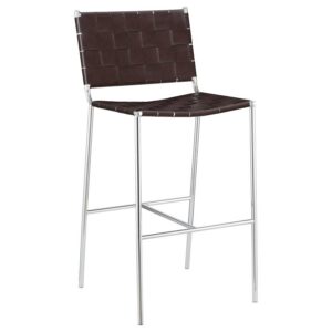 Adelaide Upholstered Pub Height Bar Stool Brown and Chrome Adelaide Upholstered Pub Height Bar Stool Brown and Chrome