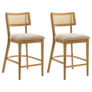 Fabra Cane Back Counter Height Chair Honey Wheat (Set of 2) Fabra Cane Back Counter Height Chair Honey Wheat (Set of 2)