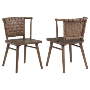 Tallis Woven Leatherette Back Dining Side Chair Brown (Set of 2) Tallis Woven Leatherette Back Dining Side Chair Brown (Set of 2)