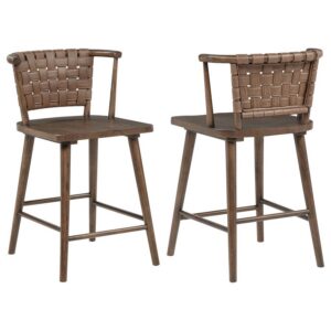 Tallis Woven Leatherette Back Counter Chair Brown (Set of 2) Tallis Woven Leatherette Back Counter Chair Brown (Set of 2)