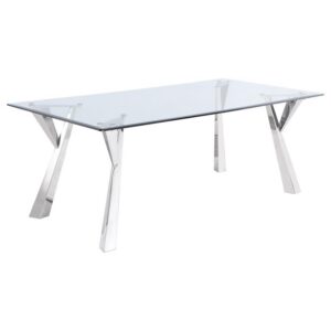 Alaia Rectangular 79-inch Glass Top Dining Table Chrome Alaia Rectangular 79-inch Glass Top Dining Table Chrome