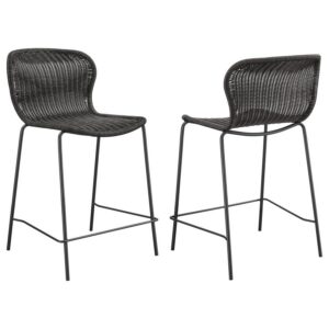Mckinley Faux Rattan Metal Counter Chair Brown (Set of 2) Mckinley Faux Rattan Metal Counter Chair Brown (Set of 2)