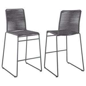 Jerome Woven Rope Metal Bar Chair Charcoal (Set of 2) Jerome Woven Rope Metal Bar Chair Charcoal (Set of 2)