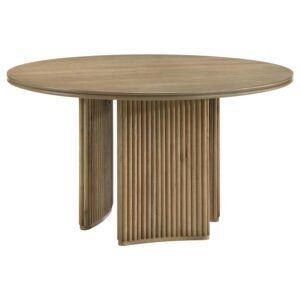 Adina 53-inch Round Wood Dining Table Distressed Light Brown Adina 53-inch Round Wood Dining Table Distressed Light Brown