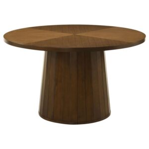 Galindo 52-inch Round Walnut Veneer Dining Table Walnut Galindo 52-inch Round Walnut Veneer Dining Table Walnut