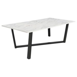 Mayer Rectangular 87-inch Faux Marble Dining Table White Mayer Rectangular 87-inch Faux Marble Dining Table White