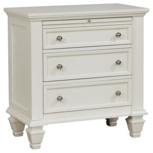 Sandy Beach 3-drawer Nightstand Cream White Sandy Beach 3-drawer Nightstand Cream White