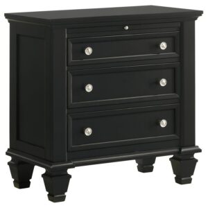 Sandy Beach 3-drawer Nightstand Black Sandy Beach 3-drawer Nightstand Black
