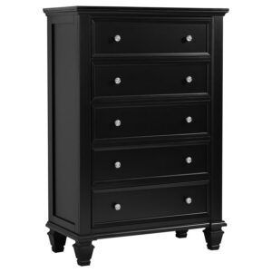 Sandy Beach 5-drawer Bedroom Chest Black Sandy Beach 5-drawer Bedroom Chest Black