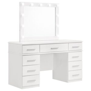 Felicity 9-drawer Vanity Table Lighted Mirror Glossy White Felicity 9-drawer Vanity Table Lighted Mirror Glossy White