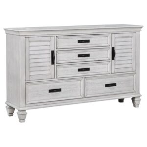 Franco 5-drawer Dresser Distressed White Franco 5-drawer Dresser Distressed White