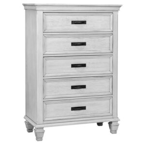 Franco 5-drawer Bedroom Chest Distressed White Franco 5-drawer Bedroom Chest Distressed White