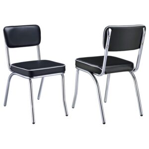 Retro Upholstered Dining Side Chair Black (Set of 2) Retro Upholstered Dining Side Chair Black (Set of 2)