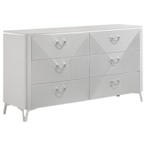 Cassia 6-drawer Bedroom Dresser Cabinet White High Gloss Cassia 6-drawer Bedroom Dresser Cabinet White High Gloss