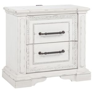 McKinney 2-drawer Nightstand with Dual USB Vintage White McKinney 2-drawer Nightstand with Dual USB Vintage White