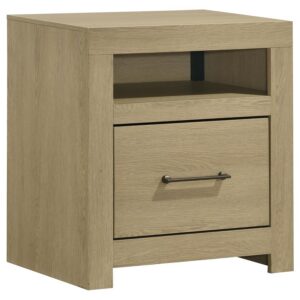 Hendricks 1-drawer Nightstand Bedside Table with Cubby Light Oak Hendricks 1-drawer Nightstand Bedside Table with Cubby Light Oak