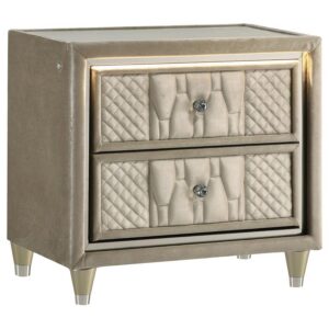 Lorient 2-drawer LED Nightstand with USB Ivory and Camel Lorient 2-drawer LED Nightstand with USB Ivory and Camel
