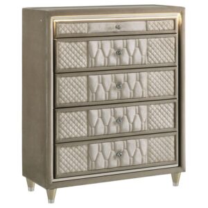 Lorient 5-drawer LED Chest of Drawers Ivory and Camel Lorient 5-drawer LED Chest of Drawers Ivory and Camel