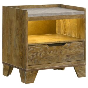 Henderson 1-drawer LED Nightstand Bedside Table Medium Oak Henderson 1-drawer LED Nightstand Bedside Table Medium Oak