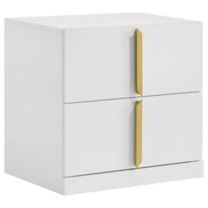 Ines 2-drawer Nightstand Bedside Table White High Gloss Ines 2-drawer Nightstand Bedside Table White High Gloss