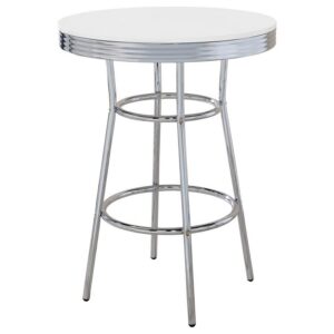 Retro Round 30-inch 1950’s Bistro Pub Height Bar Table White Retro Round 30-inch 1950’s Bistro Pub Height Bar Table White