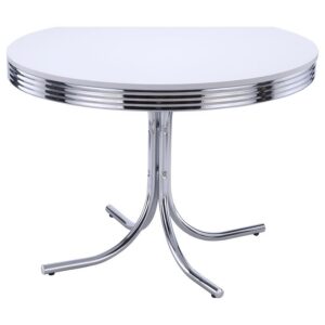 Retro Round 42-inch Wood Top Dining Table White and Chrome Retro Round 42-inch Wood Top Dining Table White and Chrome