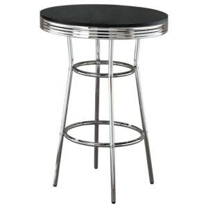 Retro Round 30-inch 1950’s Bistro Pub Height Bar Table Black Retro Round 30-inch 1950’s Bistro Pub Height Bar Table Black