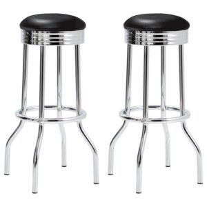 Retro Upholstered Metal Swivel Bar Stool Black (Set of 2) Retro Upholstered Metal Swivel Bar Stool Black (Set of 2)