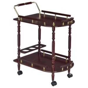 Palmer 2-tier Rectangular Wood Bar Cart Merlot Palmer 2-tier Rectangular Wood Bar Cart Merlot
