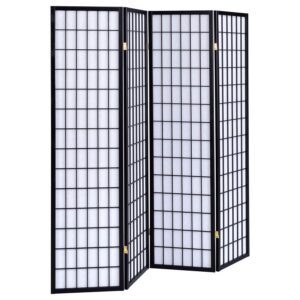 Roberto 4-Panel Room Divider Folding Shoji Screen Black Roberto 4-Panel Room Divider Folding Shoji Screen Black