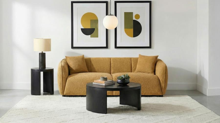 Aleisha Fabric Upholstered Sofa Mustard Yellow - Image 2