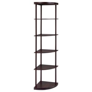 Bonwick 72-inch 5-shelf Corner Bookshelf Cappuccino Bonwick 72-inch 5-shelf Corner Bookshelf Cappuccino