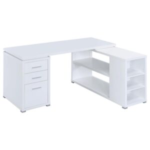 Yvette 60-inch 3-drawer L-Shape Computer Desk White Yvette 60-inch 3-drawer L-Shape Computer Desk White