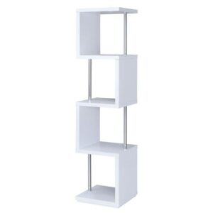 Baxter 67-inch 4-shelf Bookshelf White and Chrome Baxter 67-inch 4-shelf Bookshelf White and Chrome