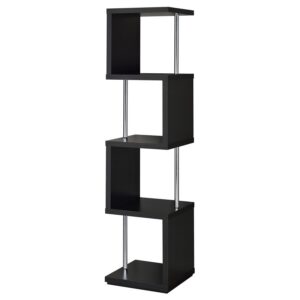 Baxter 67-inch 4-shelf Bookshelf Black and Chrome Baxter 67-inch 4-shelf Bookshelf Black and Chrome