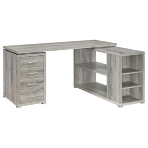Yvette 60-inch 3-drawer L-Shape Computer Desk Grey Driftwood Yvette 60-inch 3-drawer L-Shape Computer Desk Grey Driftwood