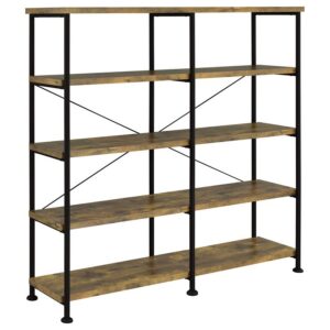 Analiese 63-inch 4-shelf Double Bookshelf Rustic Nutmeg Analiese 63-inch 4-shelf Double Bookshelf Rustic Nutmeg
