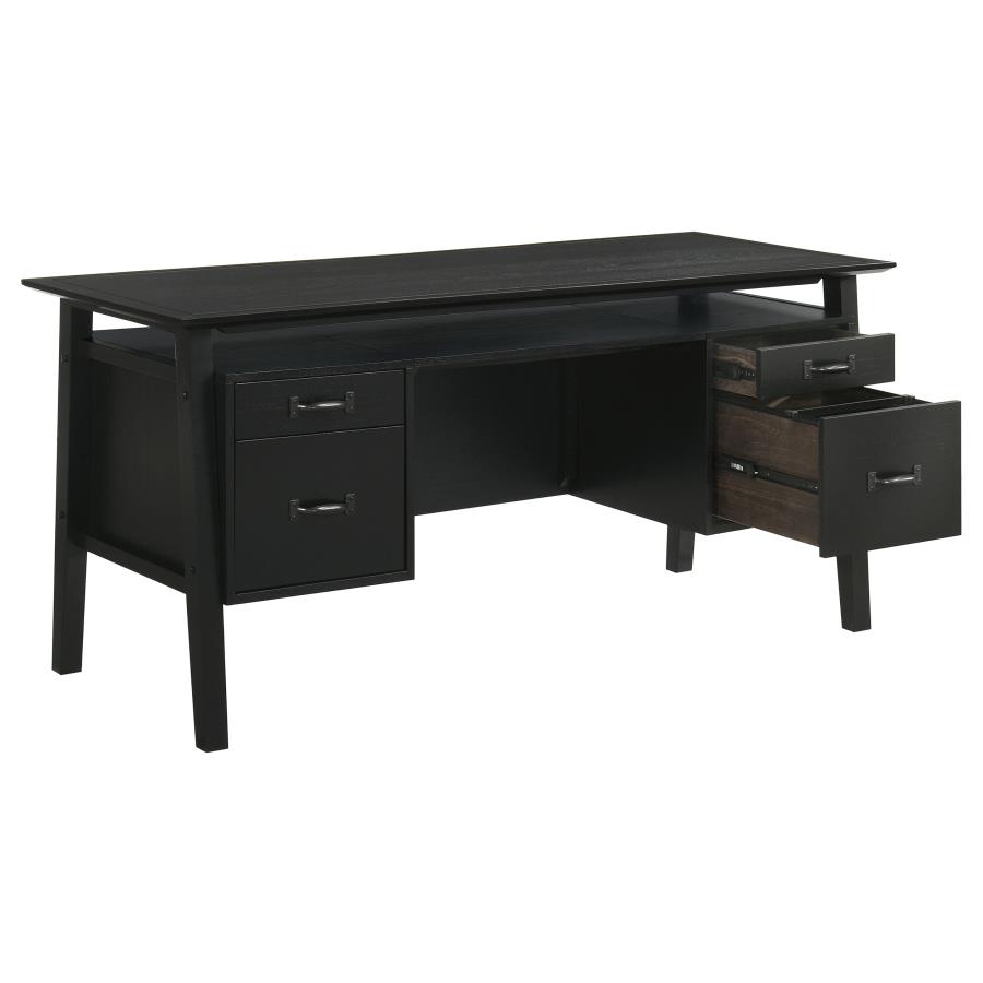 Goodson 64-inch 4-Drawer Double Pedestal Computer Desk Black