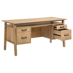 Goodson 64-inch 4-Drawer Double Pedestal Computer Desk Distressed Light Brown