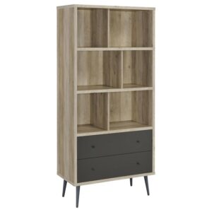 Maeve 70-inch 3-shelf Bookcase with Drawers Distressed Pine Maeve 70-inch 3-shelf Bookcase with Drawers Distressed Pine